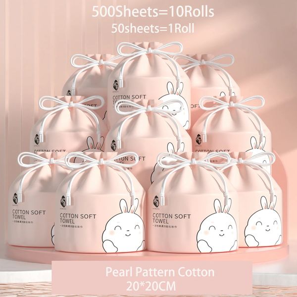 Tissu 10 rouleaux de tissu en coton épais doux jetable serviette pour le visage lingettes sèches tissu nettoyant non pelucheux maquillage enlever les serviettes 231007