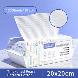 Tejido 100 unidades Ultra Grueso Algodón Limpieza Toallitas Secas Desmaquillantes Toallas Suave Fuerte Absorbente Toalla de Cara Desechable 221121