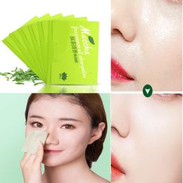 Tissue 100 hojas/paquete de papel de seda con olor a té verde, limpiador de maquillaje, papel absorbente de aceite para la cara, herramienta para limpiar la cara