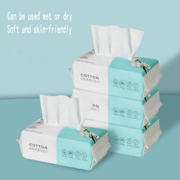 Tissue 4Packs Serviette de visage jetable Débarbouillettes douces Tissu de coton nettoyant Lingettes sèches humides Serviette démaquillante pour les soins de la peau 230615