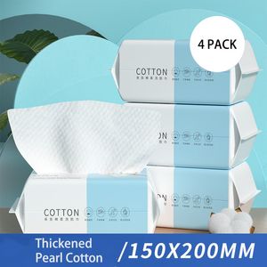 Tissu 4 packs serviette à visage jetable Restauration de maquillage de maquillage de maquillage sèche humide de coton