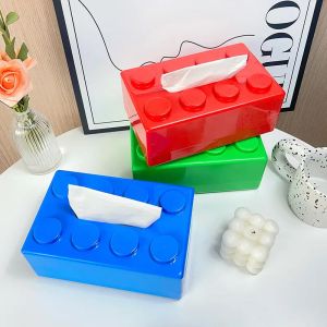 Boîte de tissus Créative Building Blocs avec Spring Murd Mounts Perforation sans papier Salle de bain Face Face Box Box Organisateur