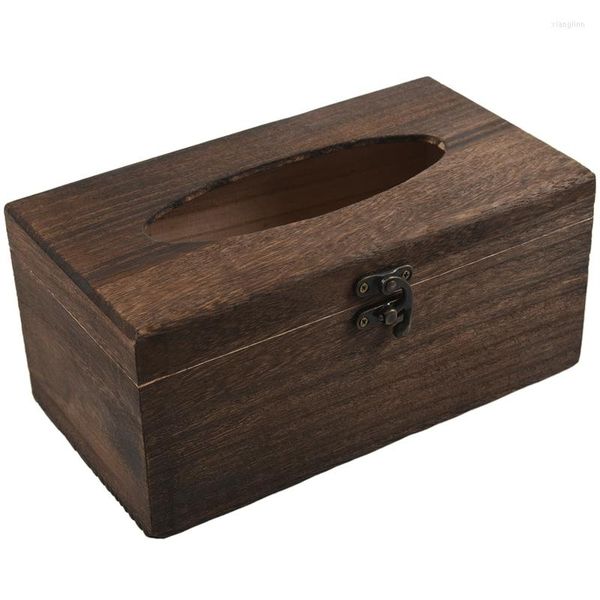 Cajas de pañuelos 1 pieza útil caja Retro de madera cubierta de papel servilleta funda, soporte decoración del hogar y el coche