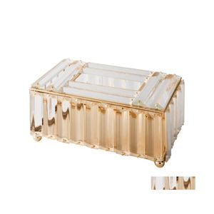 Boîtes de mouchoirs Serviettes 1PC Boîte délicate en cristal Accueil Porte-serviettes décoratif Doré Blanc Drop Livraison Jardin Cuisine Bar à manger T Dhpkl