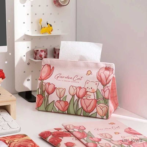 Boîtes à mouchoirs Serviettes 1pc clair de lune Rose peinture à l'huile 3D boîte à mouchoirs lumière luxe Style salon ménage boîte à mouchoirs voiture dessin boîte de papier