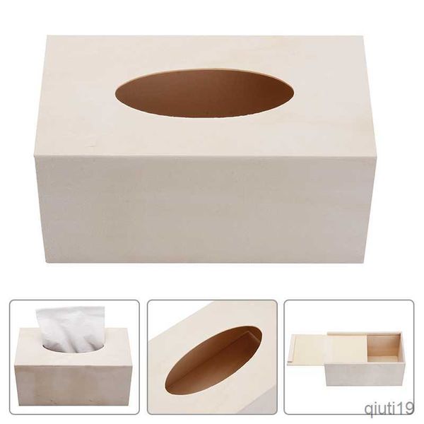 Cajas de pañuelos Servilletas 1pc Caja de pañuelos de madera maciza Kid DIY Craft Servilletero Funda Titular Hogar Hotel Restaurante Cajas de pañuelos faciales R230715