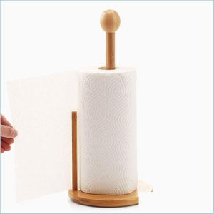 Boîtes à mouchoirs Serviettes 35,5 cm x 16 cm Style japonais Porte-serviettes en papier environnemental Support de rangement en rouleau de bambou Colonne de toilette Cuisine Rac Dh6Cx