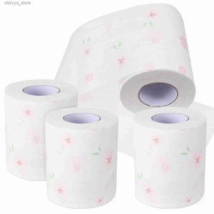 Tissuedozen Servetten 4 rollen Badhanddoek Badkamerbenodigdheden Bedrukt toiletpapier Bedrukken Bloemenservetten voor decoratieve gezichtsdoekjes Q240222