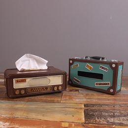 Weefselboxen servetten American Vintage Metal Radio Box Decoratie Home opslag eettafel papieren handdoekhouder accessoires