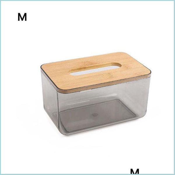 Boîtes à mouchoirs Serviettes Bambou En Bois Er Boîte En Plastique Porte-Papier Distributeur Boîte De Rangement Maison 425D Drop Delivery 2021 Jardin Bdesports Dhtb6