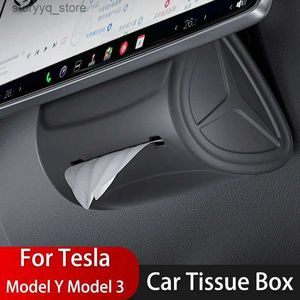 Boîtes à mouchoirs Serviettes Boîte de support de mouchoirs cachée de voiture pour Tesla modèle 3 Y Auto Intérieur Boîte de mouchoirs en gel de silice Accessoires de voiture Q240222