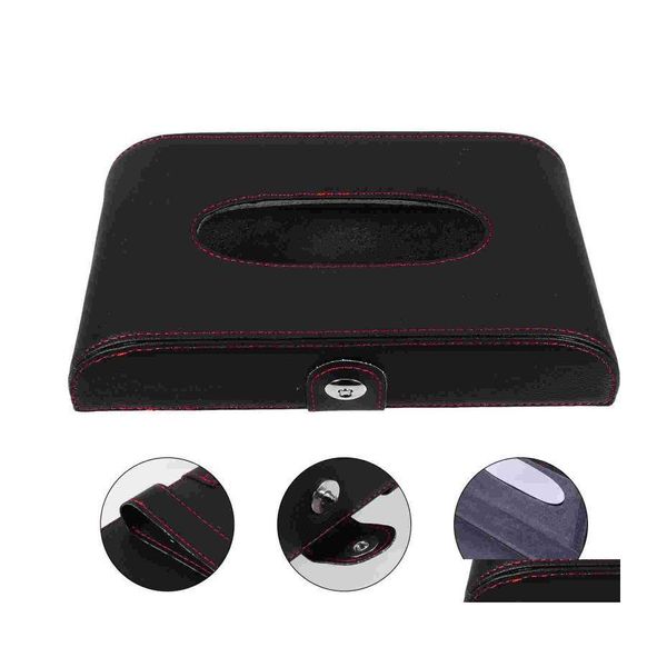 Cajas de pañuelos Servilletas Soporte para coche Visera para el sol Servilleta Pu Cuero Drop Entrega Hogar Jardín Cocina Comedor Bar Decoración de mesa Accessori Dhkyr