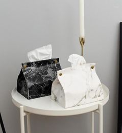 Cajas de pañuelos servilletas de servilleta recipiente de caja PU cuero patrón de mármol portero bolsas de bolsas de bolsas organizador de bolsa cosmética11819322
