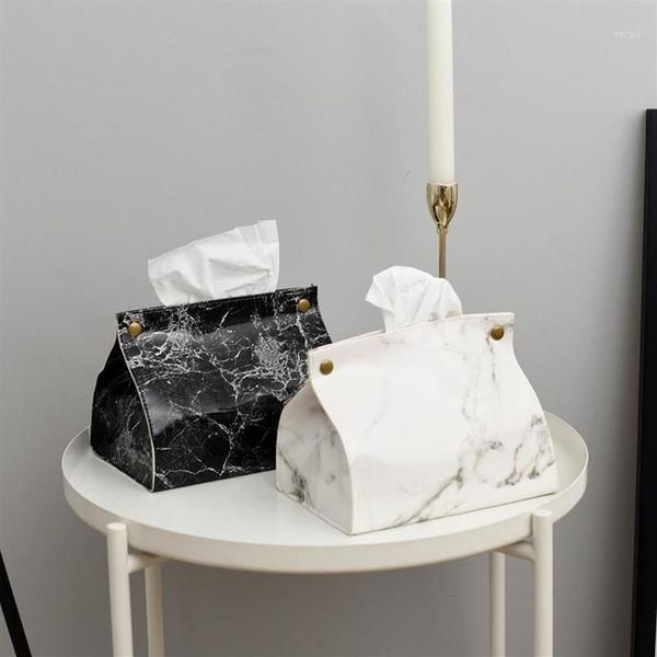 Boîtes à mouchoirs en cuir PU, étui pour serviettes, motif marbre, porte-serviettes, sac en papier, pochette cosmétique, organisateur 1246K