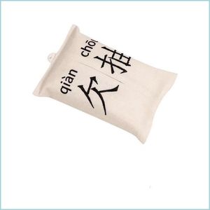 Boîtes à mouchoirs Serviettes Sac de caractères chinois Boîte de serviettes en coton et lin doux Porte-papier créatif pour la décoration du salon et de la cuisine Dhypa