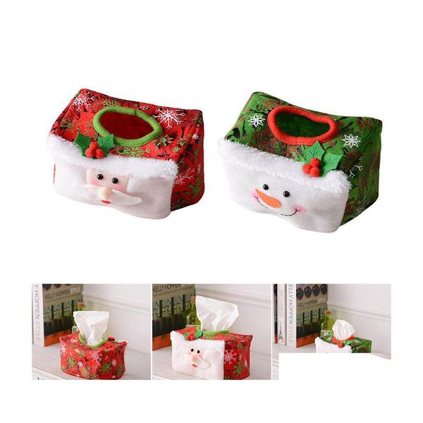 Cajas de pañuelos Servilletas Caja de Navidad Er Estuche lindo Toallero de papel para oficina Cocina Sala de estar Tsh Shop Drop Delivery Home Gard Dhpts