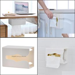 Cajas de pañuelos Servilletas Cocina Organizador Cocina Papel Caja de almacenamiento Baño Sin costuras Montado en la pared Toallero Maquillaje Organiz Yydhhome Dhuo5