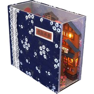 Boîtes de soie serviettes de serre décoratifs bricolage bricolage en bois japonais livre livre coincement étagère insérer des kits de support de bibliothèque miniature toys toys 230613