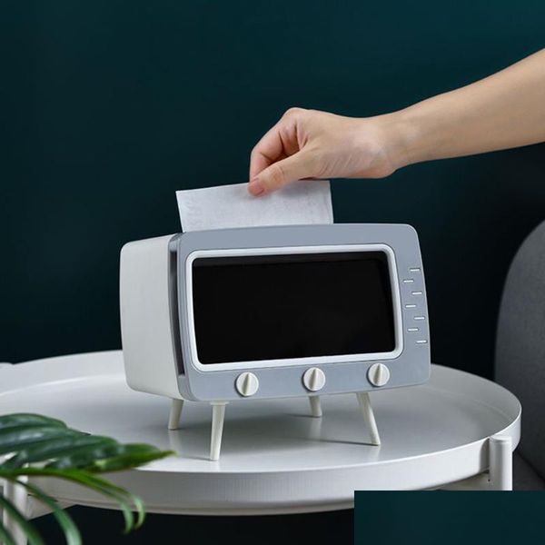 Boîtes à mouchoirs Serviettes Dortoir Pieds surélevés Chambre Support de téléphone TV Forme Salon Bureau à domicile Fente pour carte Conception Conteneur Cuisine Non S Dhjhs