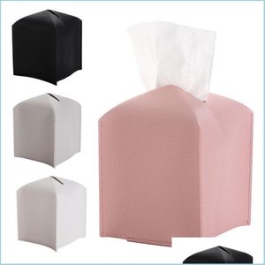 Boîtes à mouchoirs Serviettes Serviettes durables Bureau Couleur noire pour voiture Cuisine Pu Cuir Boîte à papier Porte-serviettes Distributeur Drop Livraison 202 Dhzym