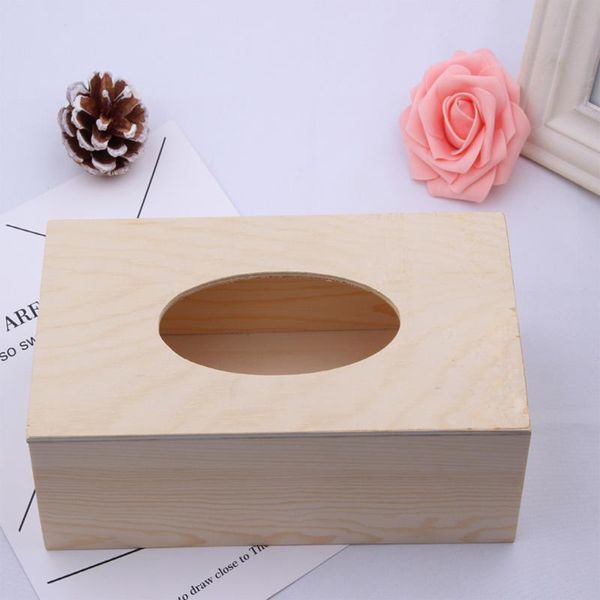 Cajas de pañuelos servilletas caja de madera elegante pintura DIY servilleta de boca ovalada caja Rectangular con tapa almacenamiento de cocina