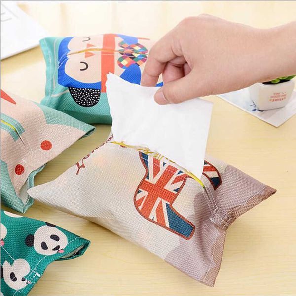 Boîtes à mouchoirs Serviettes Boîtes à mouchoirs en tissu Couverture Creative Cartoon Mignon Lapin Ours Animal Impression Lingettes Humides Porte-Serviettes Couverture pour Bureaux Table Z0505