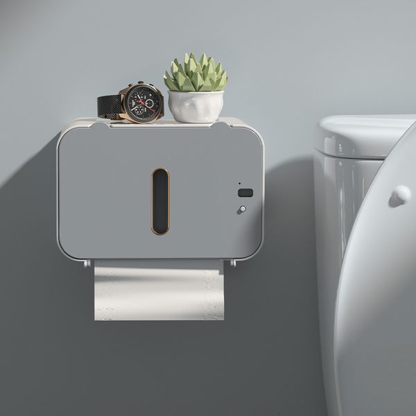 Boîtes à mouchoirs serviettes maison boîte à induction intelligente distributeur de papier automatique mural sans poinçon toilette paresseux Smart Accessori 230915
