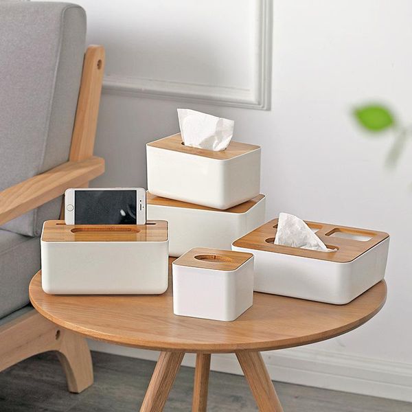 Cajas de pañuelos, servilletas, cubierta de madera para cocina, soporte de caja de plástico, decoración de almacenamiento para el hogar, caja de recipiente para servilletas de mesa de oficina y restaurante