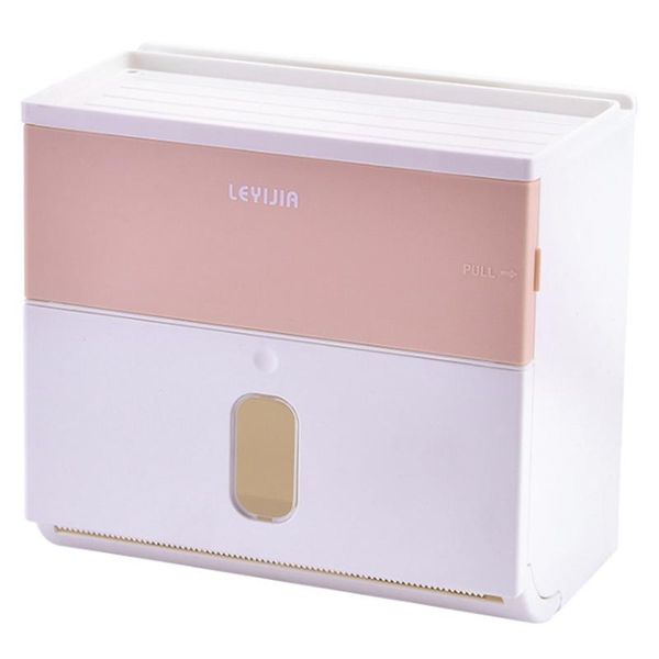 Cajas de pañuelos Servilletas LEYIJIA Soporte de papel higiénico impermeable Caja de almacenamiento de rollos montada en la pared y baño (rosa)