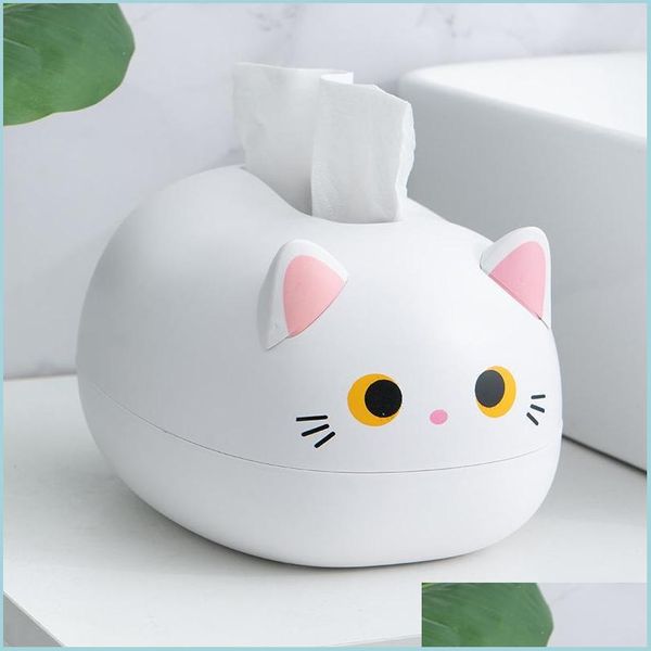 Boîtes à mouchoirs Serviettes Lucky Cat Box Holder Cartoon Papier toilette Mtifunctional Home Decor Creative Modern Kitchen Storage Drop Mxhome Dht0B