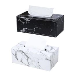 Tissue Boxes & Napkins Marbling PU Box Home Office Rec Paper Towel Holder Desktop Napkin Storage Container Kitchen Tray1009196