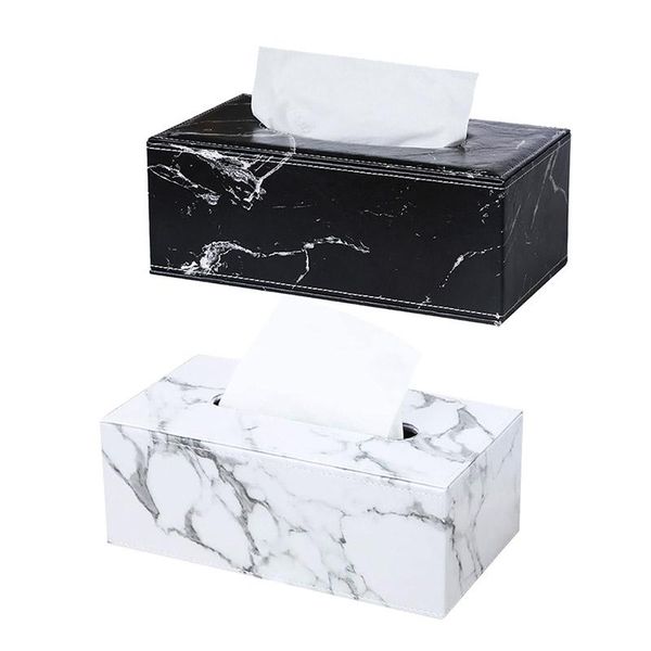 Boîtes à mouchoirs serviettes marbrure PU boîte bureau à domicile Rectangle porte-serviettes en papier serviette de bureau conteneur de stockage plateau de cuisine
