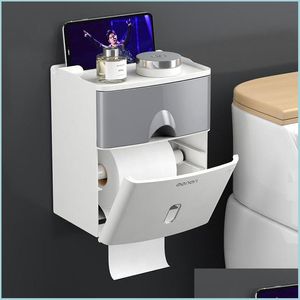 Tissue Dozen Servetten Mtifunction Toiletrolhouder Waterdichte Tissue Opbergdoos Creative Wall Mount Badkamer Product Accessorie Dhdkr