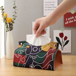 Tissueboxen servetten Noordse pu lederen tissue doos pomppapier kase woonkamer tissue set papieren zak auto papier pompdoos Z0505