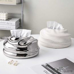 Tissue Dozen Servetten Nordic Tissue Dozen Zilver Papieren Handdoek Doos Luxe Servet Opslag Container Keramiek Geavanceerde Eenvoudige Tissue Houder Woondecoratie R230714