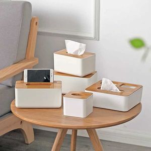 Tissueboxen servetten Noordse weefselhouder Doos Organizer houten deksel bureaublad papier vierkant plastic tissuebox houder keuken woonkamer minimalistisch z0505