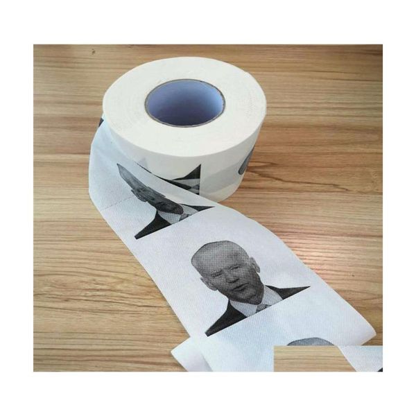 Cajas de pañuelos Servilletas Novedad Joe Biden Rollo de papel higiénico Humor divertido Gag Regalos Cocina Baño Madera Pp Papeles higiénicos impresos Na Dhu2L