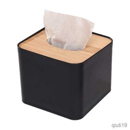 Boîtes à mouchoirs Serviettes P82D Noir Blanc Porte-serviettes Grande capacité pour étude Chambre Salon Boîte à papier hygiénique Augmenter la résistance à l'usure du fond R230714