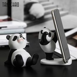 Boîtes à mouchoirs Serviettes Panda Figurines Pour Intérieur Universel Cellulaire Téléphone Portable Stand Titulaire Moderne Résine Sculpture Statue Home Office Desk Decor 230613