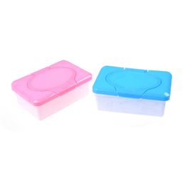 Weefselboxen servetten plastic droge natte weefsel doos kas doekjes Druk op pop -upontwerp thuis tissue houder accessoires roze blauwe kleuren z0505