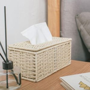 Tissue Boxes Napkins Rattan Box Vintage Servet Houder Cases Clutter Container Desdecoratie Woonopslagkamer Cover P0x2