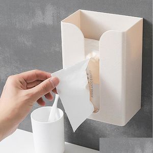 Boîtes à mouchoirs Serviettes Boîte faciale auto-adhésive Murale Lingettes pour bébé Rangement en papier Cuisine Salle de bains Serviette Porte-serviettes Distributeur D Dh6Fl