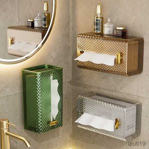 Tissuedozen Servetten Tissuebox Wandmontage Tissue Washandje Opberger Toilet Keuken Upside-down Paper Box Luxe Transparant Badkamer Decoratie R230715