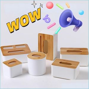 Tissueboxen servetten tissue doos houten toiletpapier vast houten servet houder kast eenvoudige stijlvolle dispenser thuisauto organisator 2 dhro1