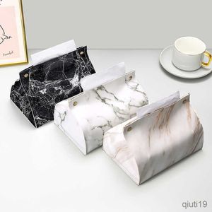 Tissue Boxes Napkins Tissue Case Box Container PU Leather Marble Pattern Napkin Holder Tissue Box Papers Bag Cosmetic Box Case Pouch Organizer R230714