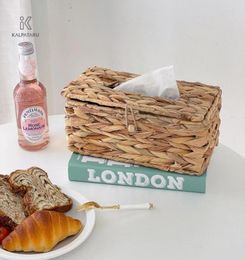 Boîtes de soie Napkins à eau Horaire tissé Boîte à tissure rotin en bois Papier sanitaire du papier ménage du salon