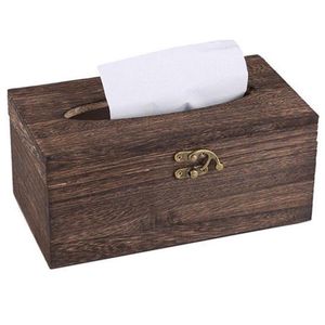 Boîtes à mouchoirs Serviettes Boîte en bois Porte-serviettes en papier Distributeur Cas Salle de bains Bureau Bureau Décor