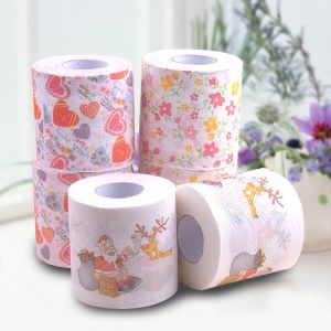 Personnalité des tissus 2 rouleaux de papier toilette doux couleur papier rouleau imprimé papier de toilette ménage avec des tissus centraux