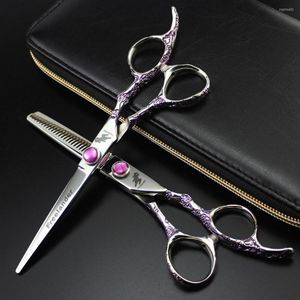 Titan Professional Barber Tools Ciseaux à cheveux Fleur pourpre Fleur de prunier Poignée Ciseaux de coiffure