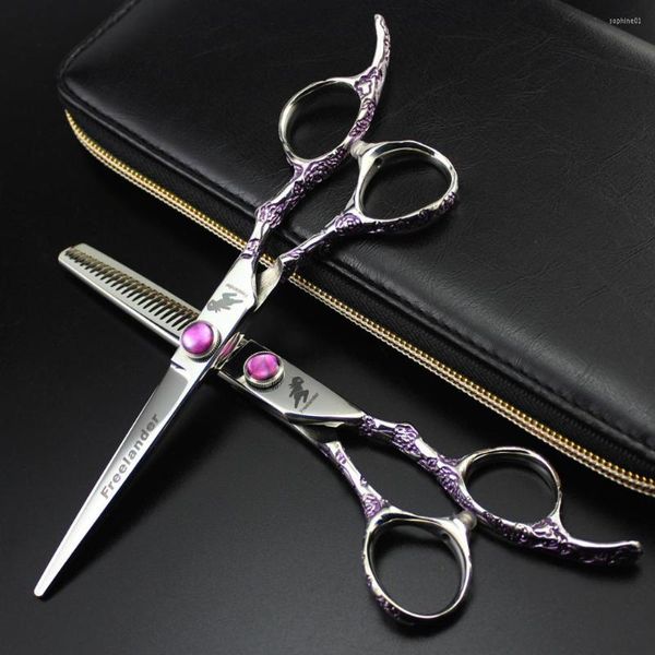 Titan Professional Barber Tools Ciseaux à cheveux Fleur pourpre Fleur de prunier Poignée Ciseaux de coiffure